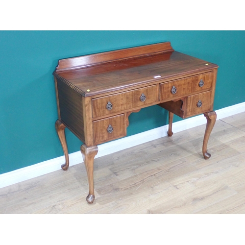 318 - A mahogany Dressing Table fitted four drawers mounted on cabriole supports 3ft 6in W x 2ft 7in H