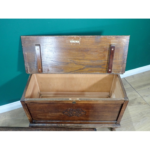 325 - WITHDRAWN- An oak Blanket Chest 3ft W x 1ft 10in H and an oak Coffee Table 3ft 1in W x 1ft H