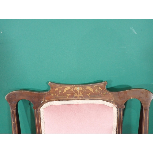 337 - A Victorian mahogany and inlaid Salon Suite with pink upholstery