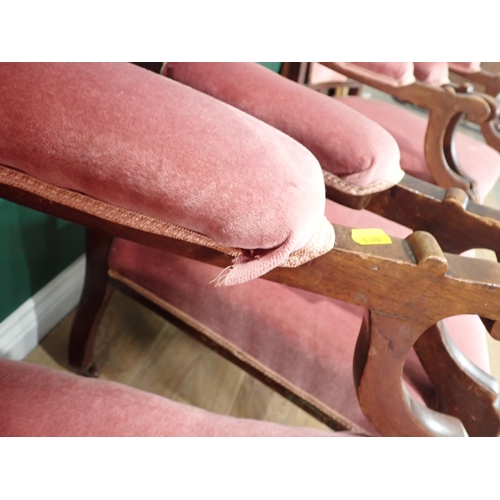 337 - A Victorian mahogany and inlaid Salon Suite with pink upholstery