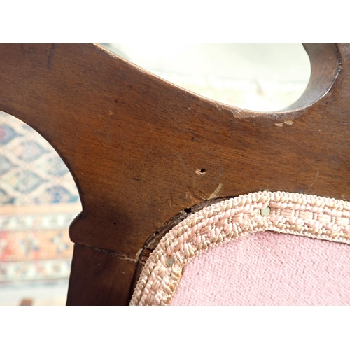 337 - A Victorian mahogany and inlaid Salon Suite with pink upholstery