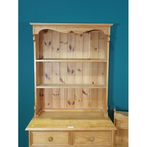 338 - A modern pine Kitchen Dresser and Rack fitted two drawers above pair of cupboard doors 6ft 1in H x 2... 