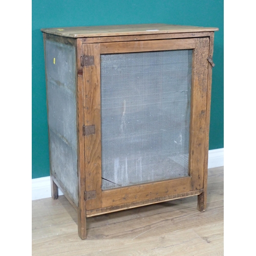 342 - A rustic pine Food Hutch with gauze cupboard door 2ft 8in H x 2ft W