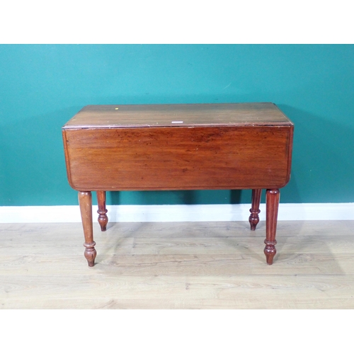 343 - A Victorian mahogany Pembroke Table on turned supports 3ft 3in W x 2ft 4in H