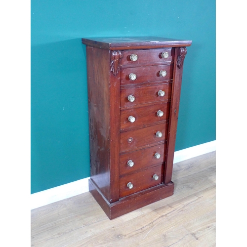 352 - A 19th Century walnut Wellington Chest 3ft 5in H x 1ft 8in W