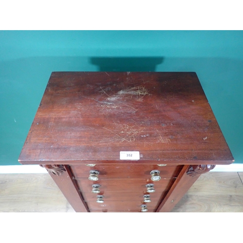 352 - A 19th Century walnut Wellington Chest 3ft 5in H x 1ft 8in W