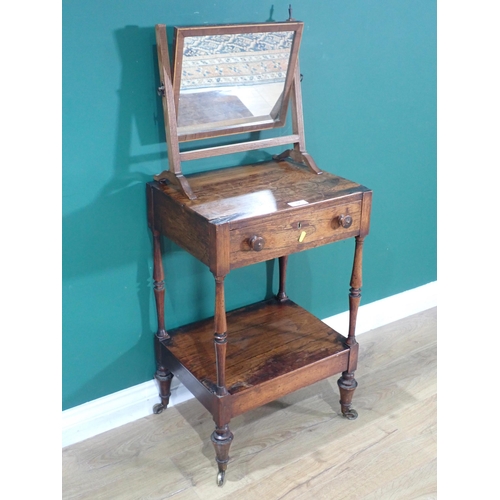 354 - A 19th Century rosewood two tier Bedside Stand fitted single frieze drawer mounted on turned support... 