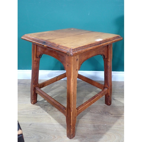 356 - An antique circular ash Stool, a mahogany cane seated Dressing Stool A/F, an oak two tier Occasional... 