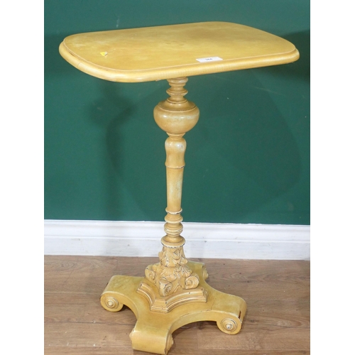 364 - A pair of yellow painted rectangular Occasional Tables on turned columns and scrolled platform bases... 