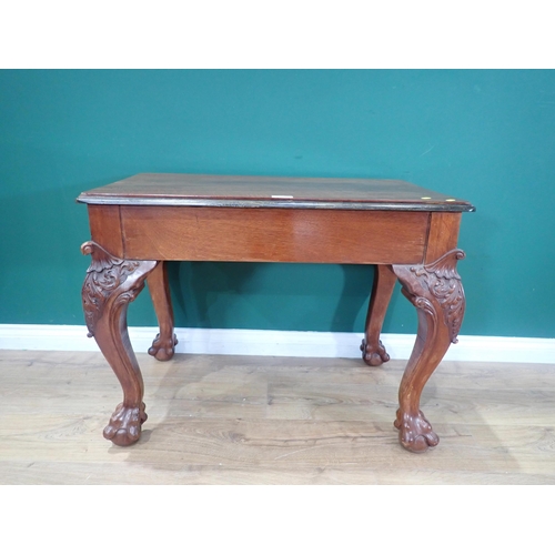 369 - A 19th Century walnut Side Table mounted upon carved cabriole supports and claw and ball feet 2ft 10... 