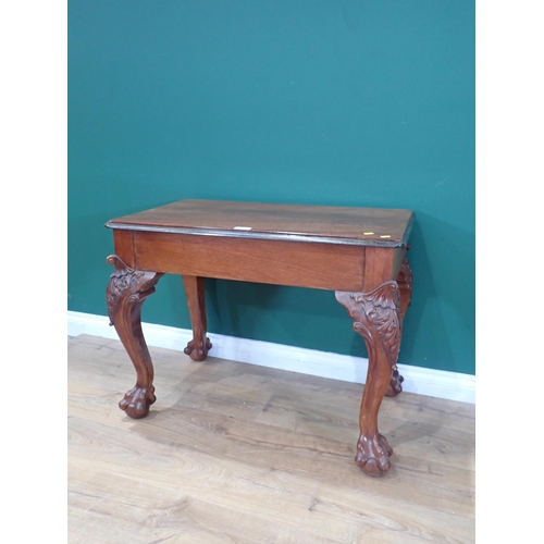 369 - A 19th Century walnut Side Table mounted upon carved cabriole supports and claw and ball feet 2ft 10... 