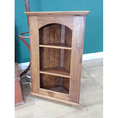 370 - A stained pine Blanket Box, a 19th Century mahogany Pillar Table, a satinwood Pot Cupboard, a set of... 