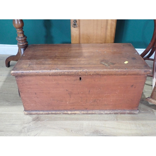 370 - A stained pine Blanket Box, a 19th Century mahogany Pillar Table, a satinwood Pot Cupboard, a set of... 