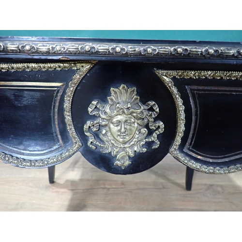 374 - A 19th Century ebonised and ormolu mounted fold over Card Table mounted on square cut cabriole suppo... 