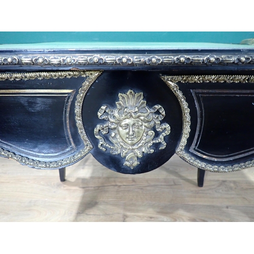 374 - A 19th Century ebonised and ormolu mounted fold over Card Table mounted on square cut cabriole suppo... 