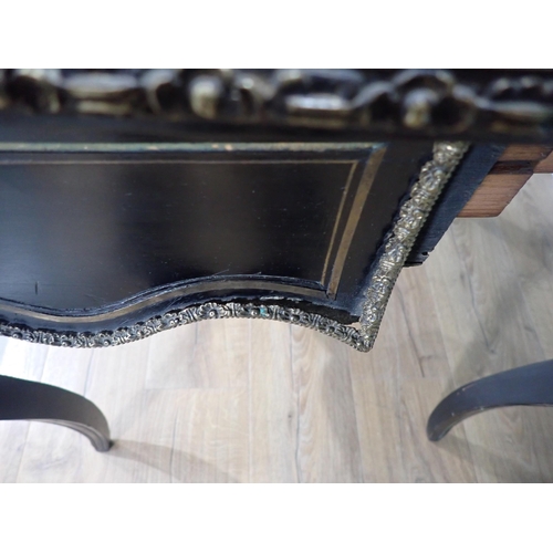 374 - A 19th Century ebonised and ormolu mounted fold over Card Table mounted on square cut cabriole suppo... 