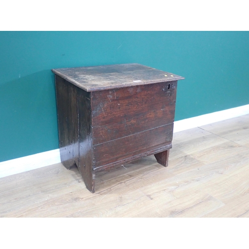 376 - An 18th Century and later oak Plank Chest 2ft 2in W x 2ft 2in H