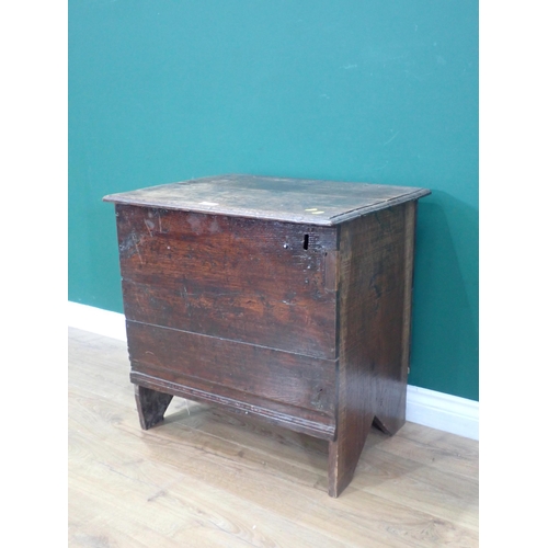 376 - An 18th Century and later oak Plank Chest 2ft 2in W x 2ft 2in H