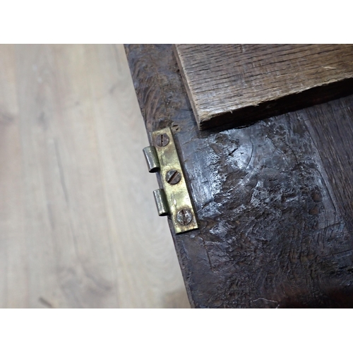 376 - An 18th Century and later oak Plank Chest 2ft 2in W x 2ft 2in H