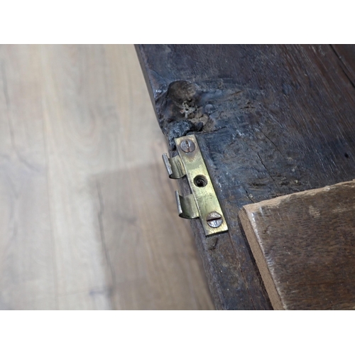 376 - An 18th Century and later oak Plank Chest 2ft 2in W x 2ft 2in H