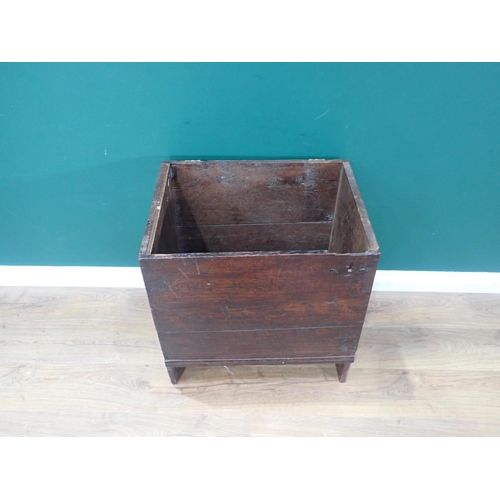 376 - An 18th Century and later oak Plank Chest 2ft 2in W x 2ft 2in H