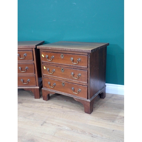 378 - A pair of Georgian style mahogany Bedside Chests each fitted three drawers 1ft 9in H x 1ft 8in W