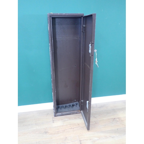 382 - A metal Gun Cabinet for six guns (keys in office) 4ft 5in H x 1ft 4in W