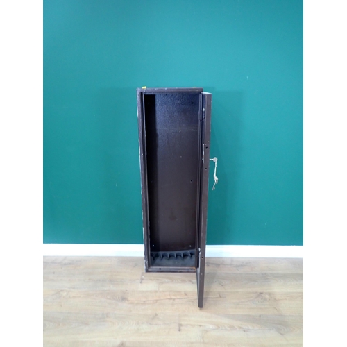 382 - A metal Gun Cabinet for six guns (keys in office) 4ft 5in H x 1ft 4in W