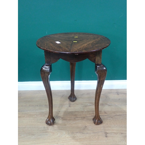 389 - An oak triangular dropleaf Occasional Table on cabriole supports and claw and ball feet 2ft 2in H x ... 