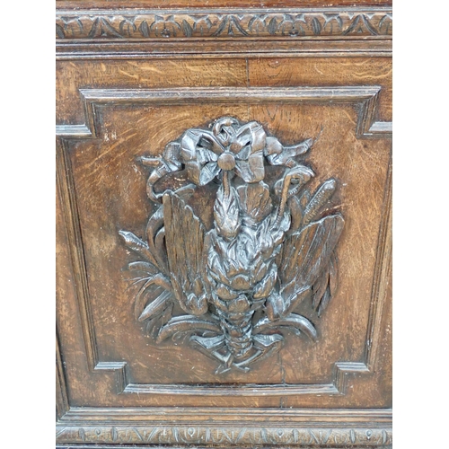 40 - A 19th Century Continental carved oak Cupboard fitted single frieze drawer above single door 3ft 3in... 