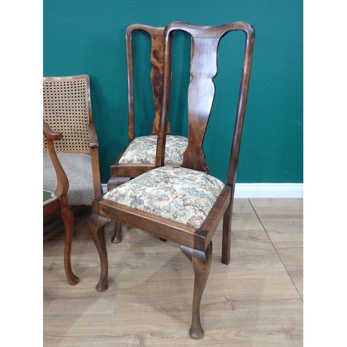 458 - A Victorian walnut Corner Elbow Chair, a cane backed Elbow Chair, a Dining Chair and two other Chair... 