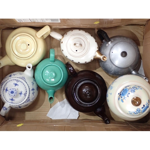 470 - Four boxes containing Teapots, Table Lamps, Teaware, Figures, etc