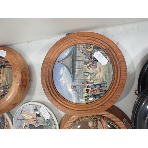 480 - A quantity of Prattware Pot Lids, some in ebonised and wooden frames, some A/F and a pair of Prattwa... 