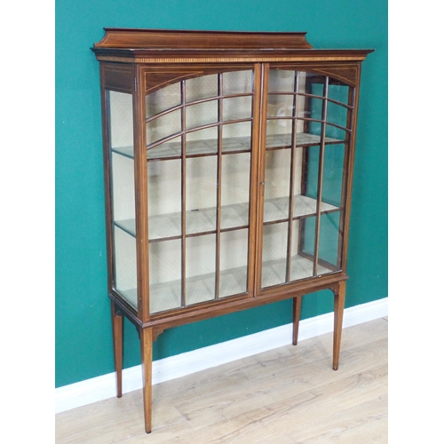 5 - An Edwardian mahogany and inlaid Display Cabinet mounted on square cut tapering supports 4ft 11in H ... 