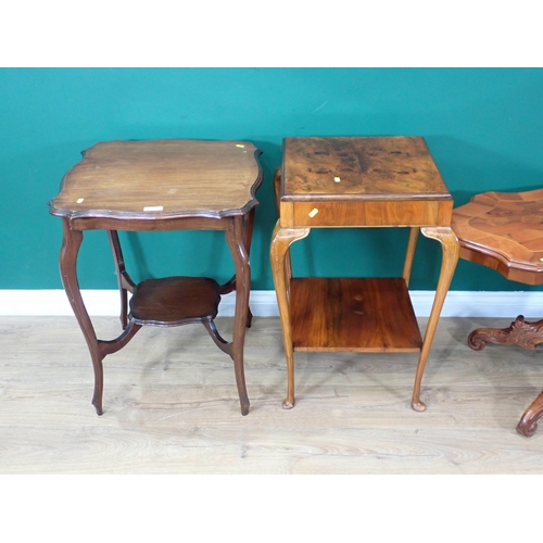 52 - A walnut veneered two tier Occasional Table on cabriole supports, an Edwardian mahogany Occasional T... 