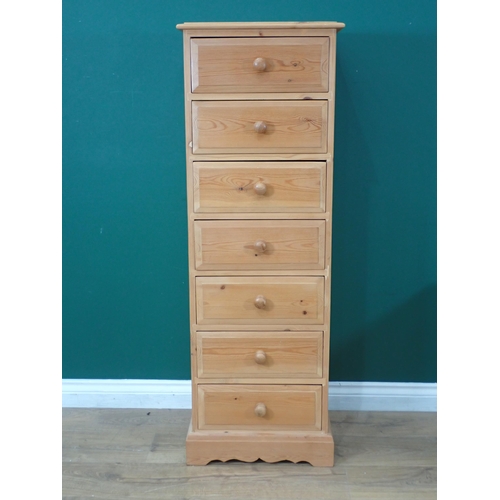 53 - A modern pine Chest of six drawers 4ft 2in H x 1ft 6in W