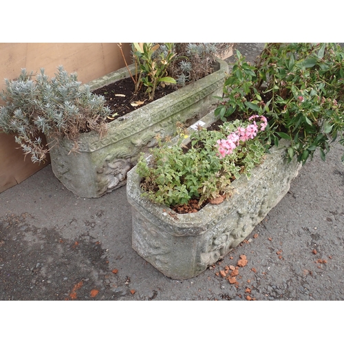 548 - A pair of reconstituted Garden Planters of rectangular form, 2ft 4in