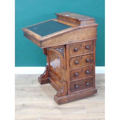 55 - A Victorian walnut Davenport fitted four drawers to one side A/F 2ft 10in H x 2ft 1in W