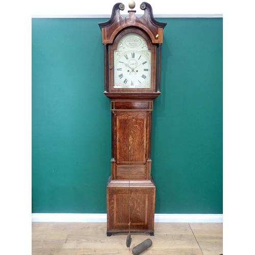 562 - A 19th Century 28 day Longcase Clock with gilded arched dial by Frederick Dutton, Bromsgrove in oak ... 