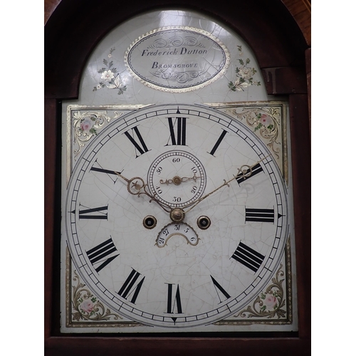 562 - A 19th Century 28 day Longcase Clock with gilded arched dial by Frederick Dutton, Bromsgrove in oak ... 