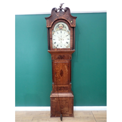 563 - A 19th Century 28 day Longcase Clock with arched moon phase dial with two subsidiary dials by Wether... 