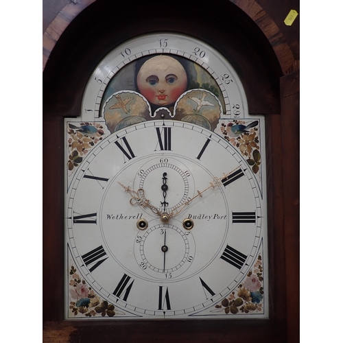 563 - A 19th Century 28 day Longcase Clock with arched moon phase dial with two subsidiary dials by Wether... 