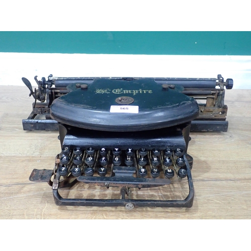 565 - An Empire No.1 Typewriter, Serial No.23728. Thrust action Typewriter manufactured in Canada, was pat... 