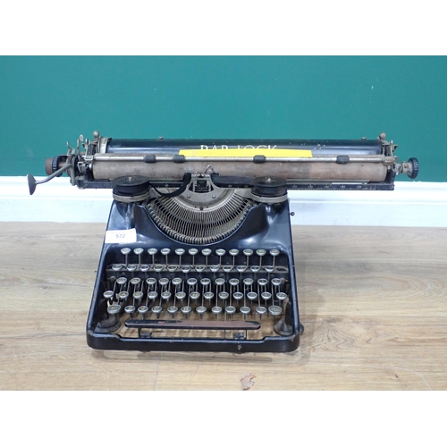 572 - A Barlock No.18 Typewriter, C.1930, Serial No. 349861. This front stroke machine was introduced in 1... 