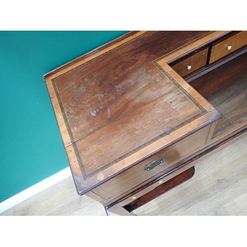 58 - A 19th Century mahogany and satinwood crossbanded Sideboard fitted five drawers converted from a squ... 