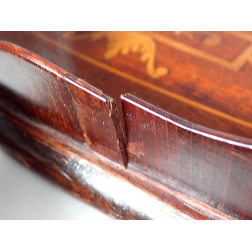 586 - A 19th Century mahogany and satinwood inlaid oval Tray 2ft 3in W