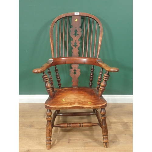 588 - A 19th Century ash country Elbow Chair with pierced splat back 3ft 4in H x 2ft 3in W and a Victorian... 