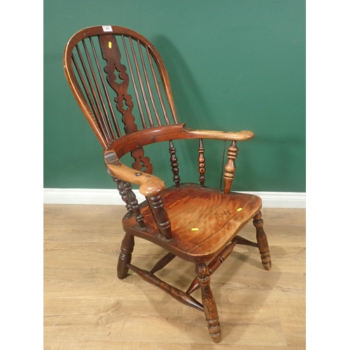 588 - A 19th Century ash country Elbow Chair with pierced splat back 3ft 4in H x 2ft 3in W and a Victorian... 