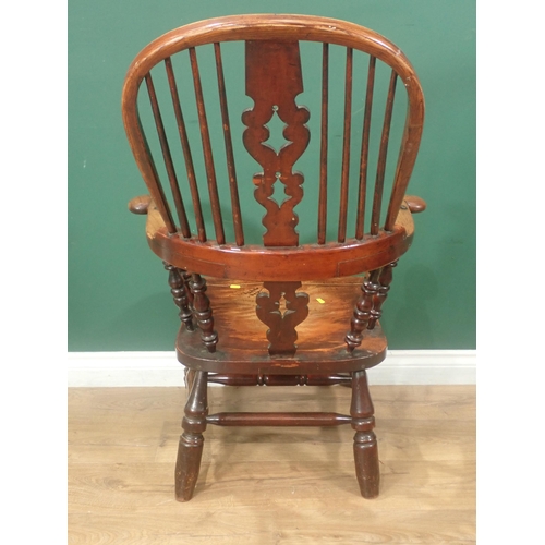 588 - A 19th Century ash country Elbow Chair with pierced splat back 3ft 4in H x 2ft 3in W and a Victorian... 