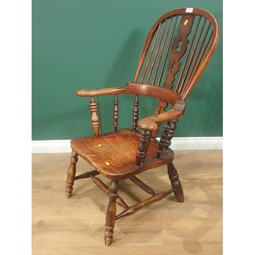 588 - A 19th Century ash country Elbow Chair with pierced splat back 3ft 4in H x 2ft 3in W and a Victorian... 